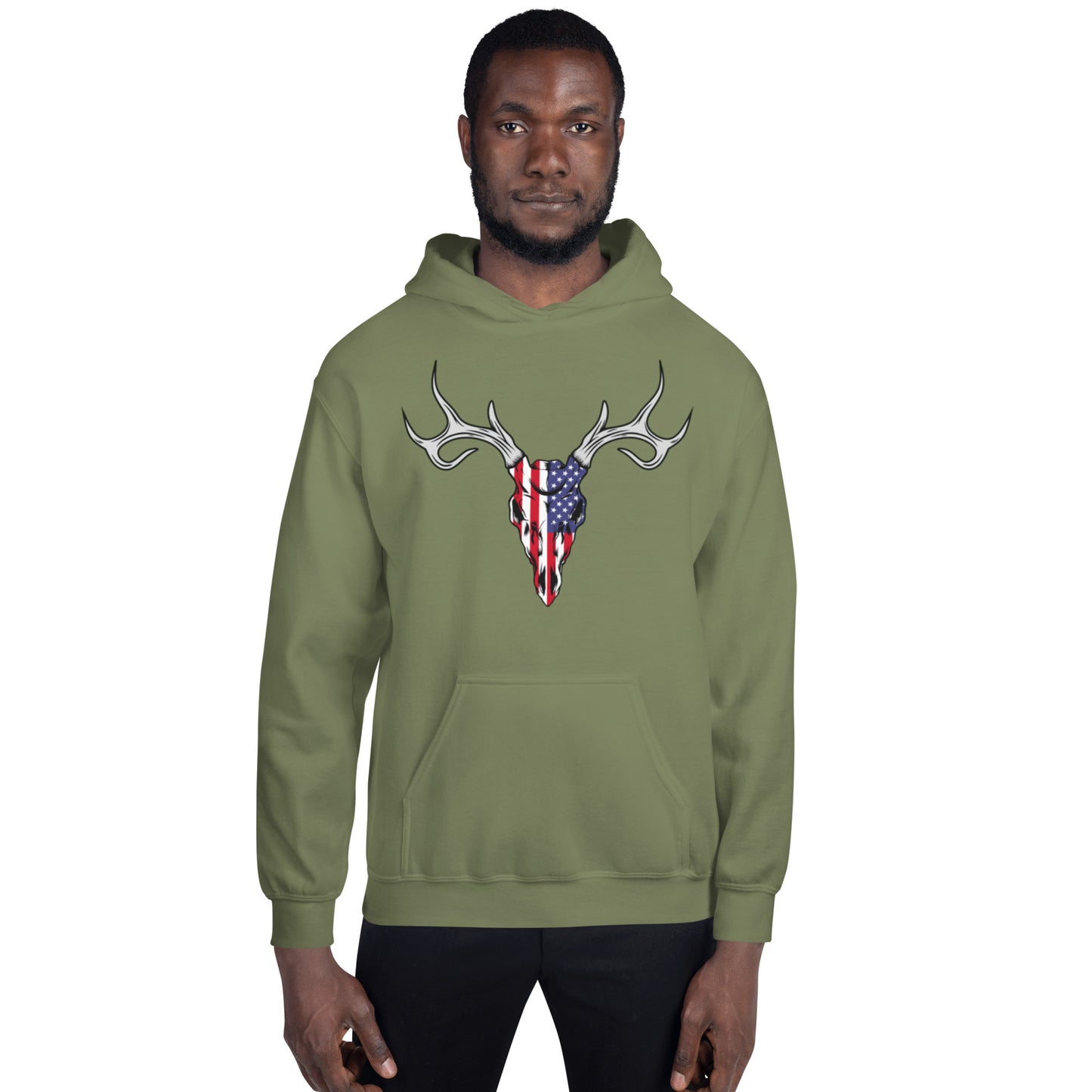 Patriotic Deer Skull Unisex Hoodie