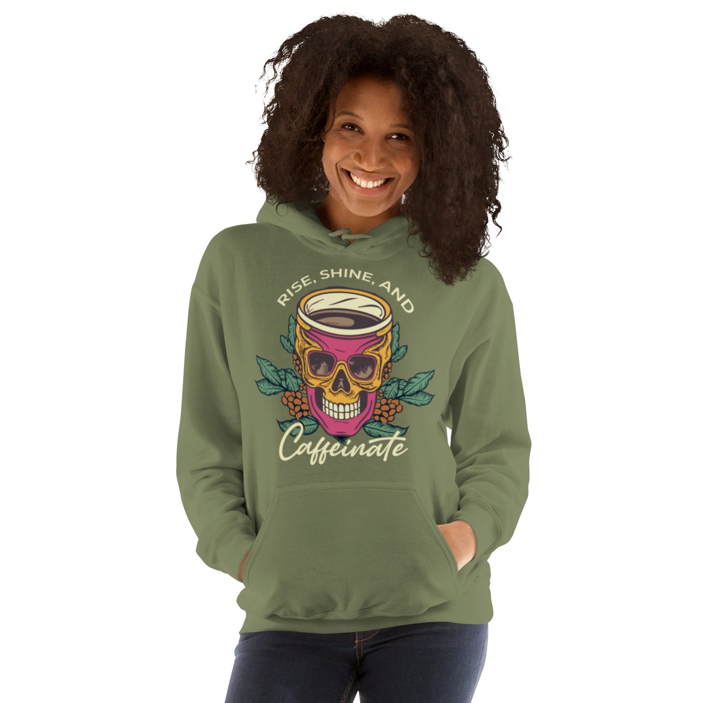 Rise, Shine, and Caffeinate Unisex Hoodie