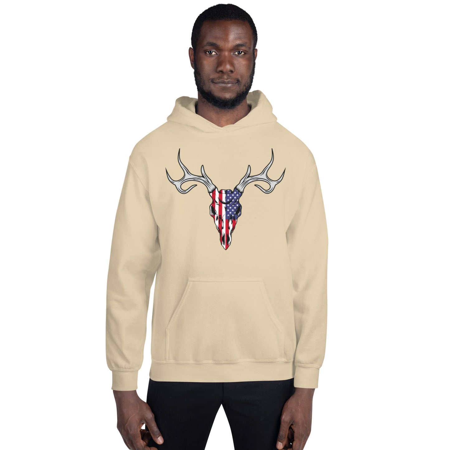 Patriotic Deer Skull Unisex Hoodie
