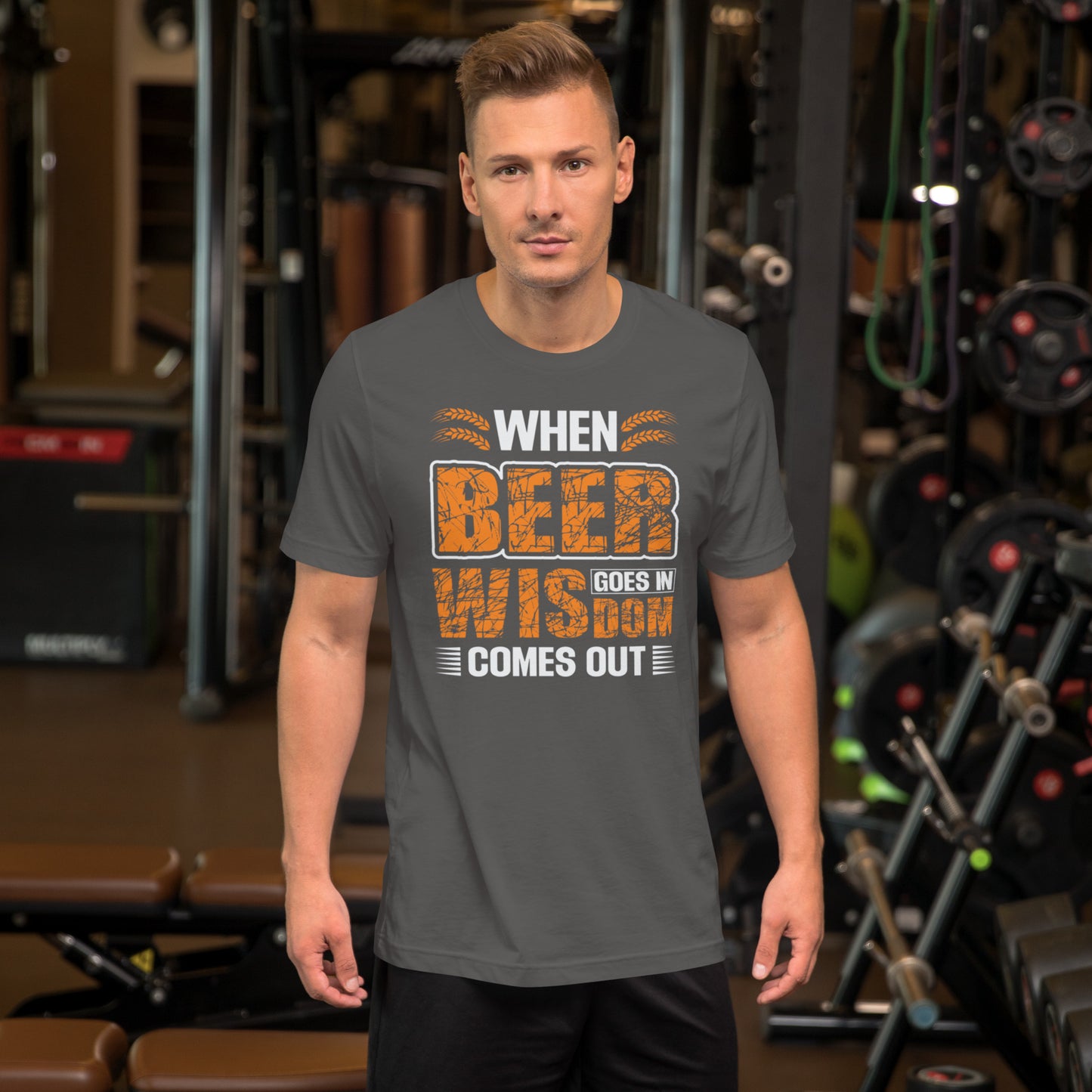 When Beer Goes In Wisdom Comes Out Unisex t-shirt