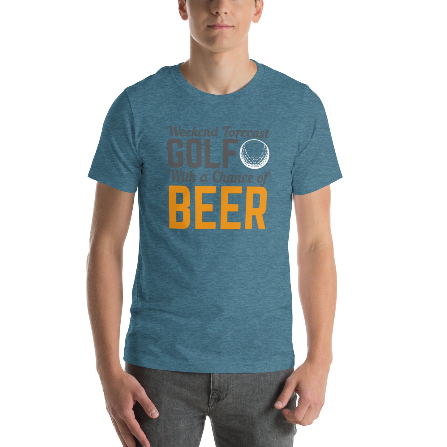 Weekend Forecast Golf With A Chance Of Beer Unisex t-shirt