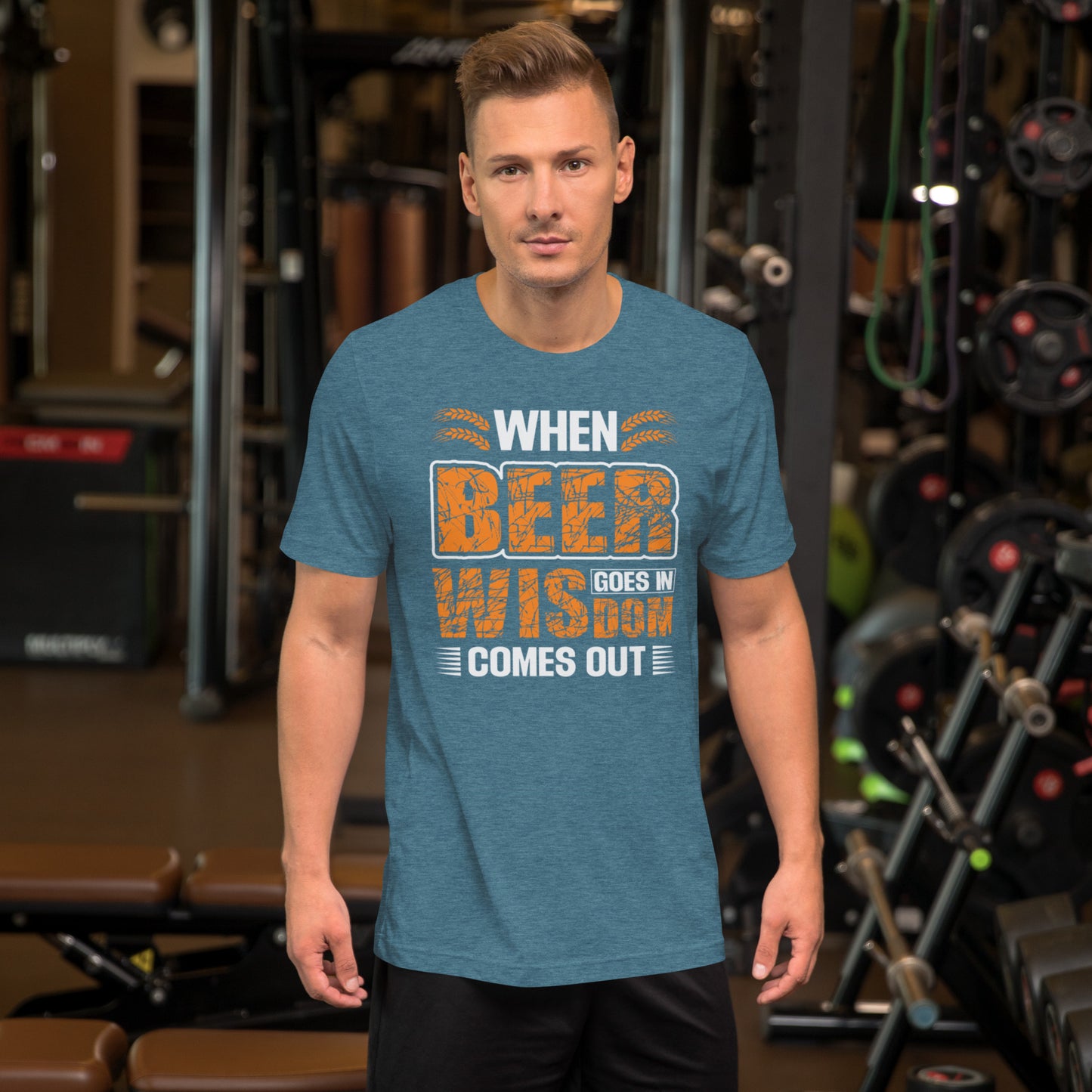 When Beer Goes In Wisdom Comes Out Unisex t-shirt