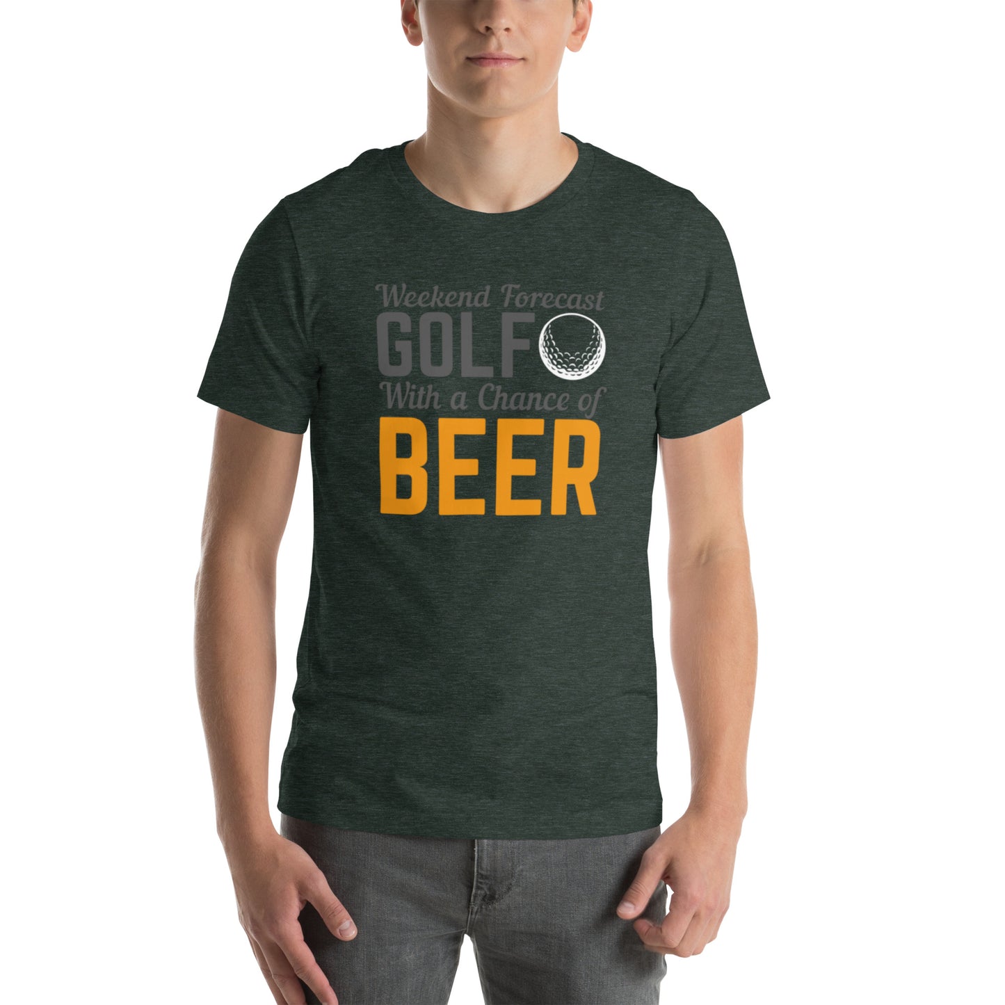 Weekend Forecast Golf With A Chance Of Beer Unisex t-shirt
