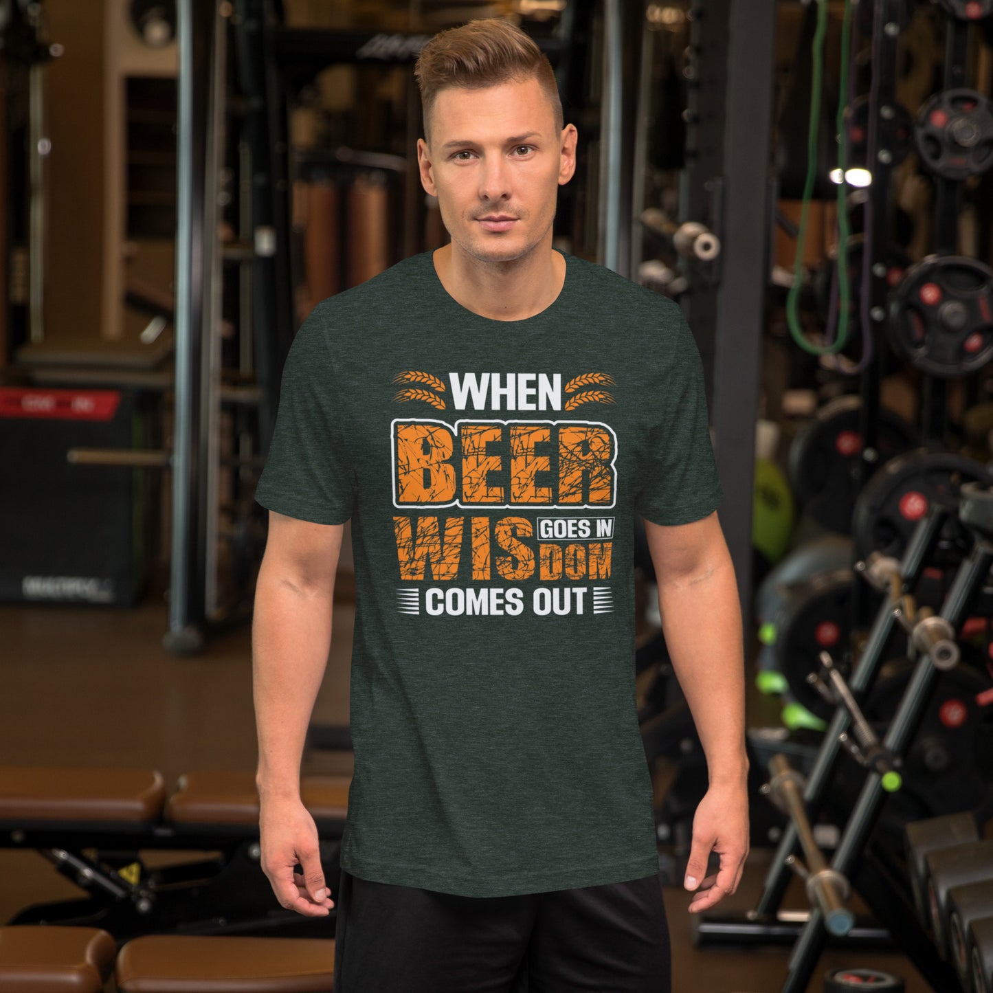 When Beer Goes In Wisdom Comes Out Unisex t-shirt