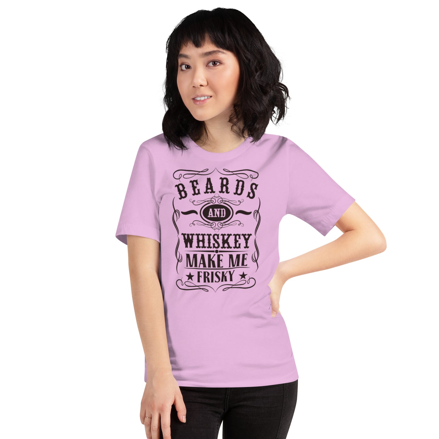 Beards and Whiskey Make Me Frisky Unisex t-shirt