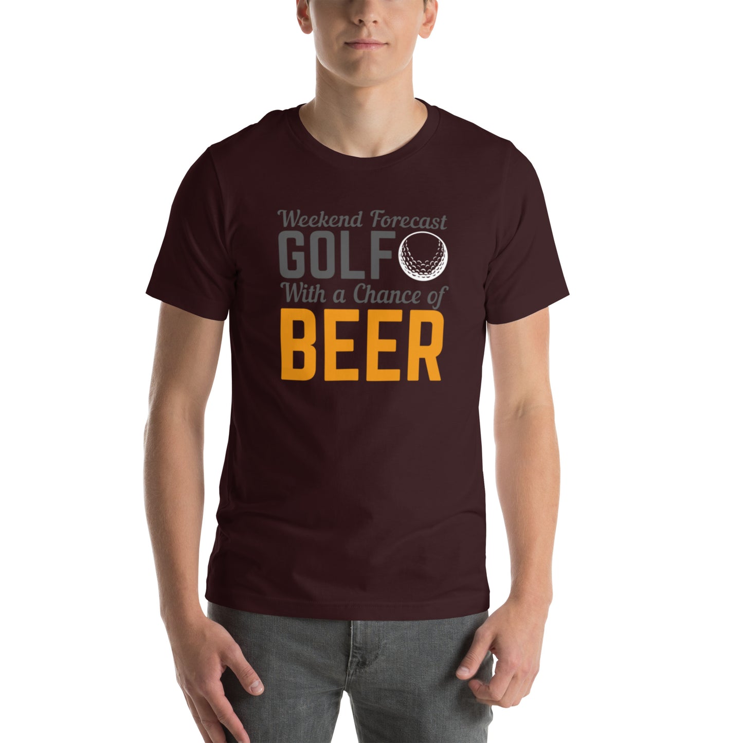 Weekend Forecast Golf With A Chance Of Beer Unisex t-shirt