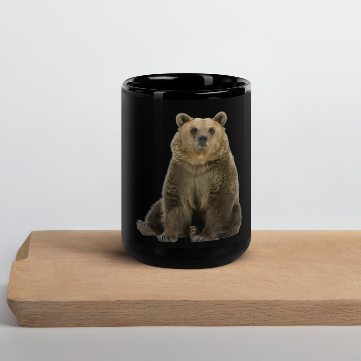 Sitting Grizzly Black Glossy Mug