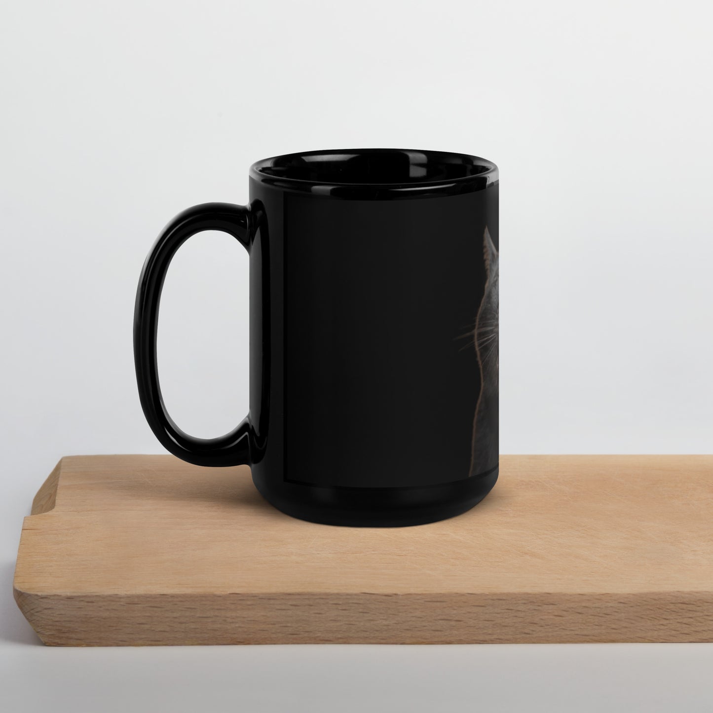 Black Cat Tongue Black Glossy Mug
