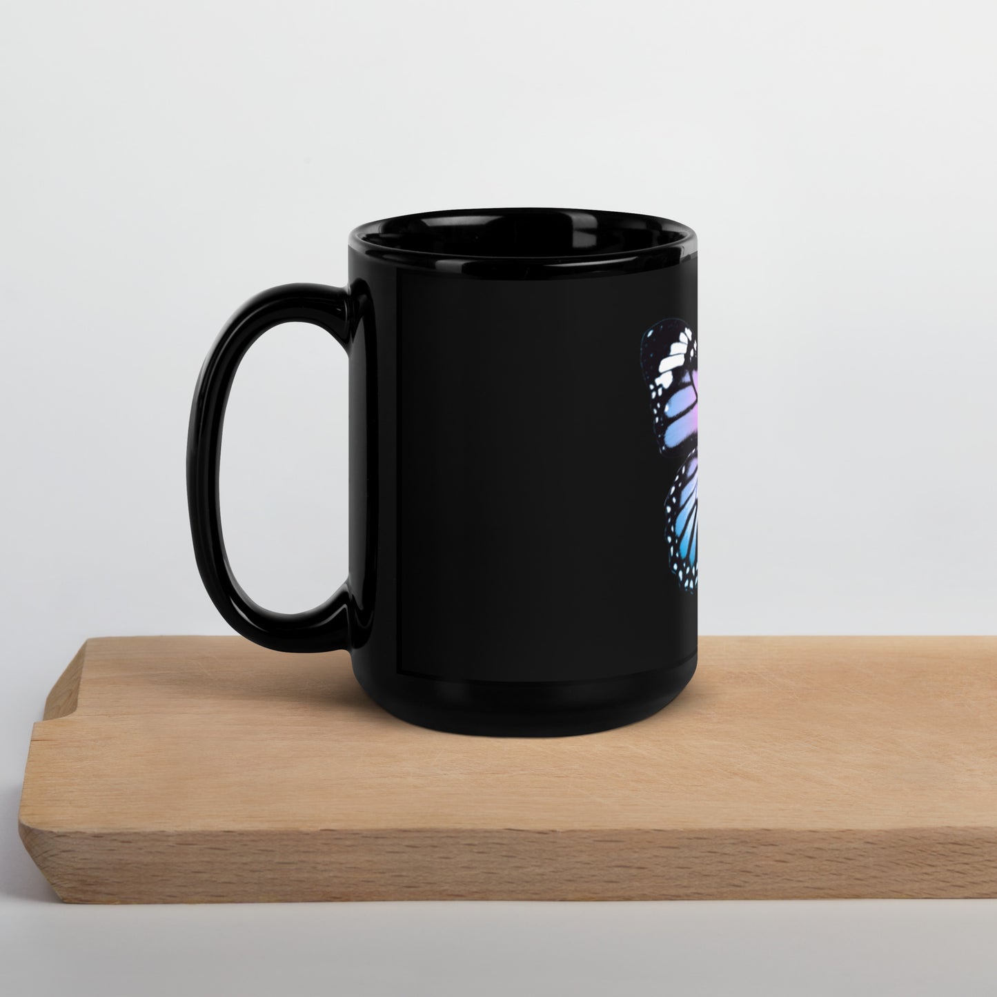 Butterfly (purple&blue) Black Glossy Mug