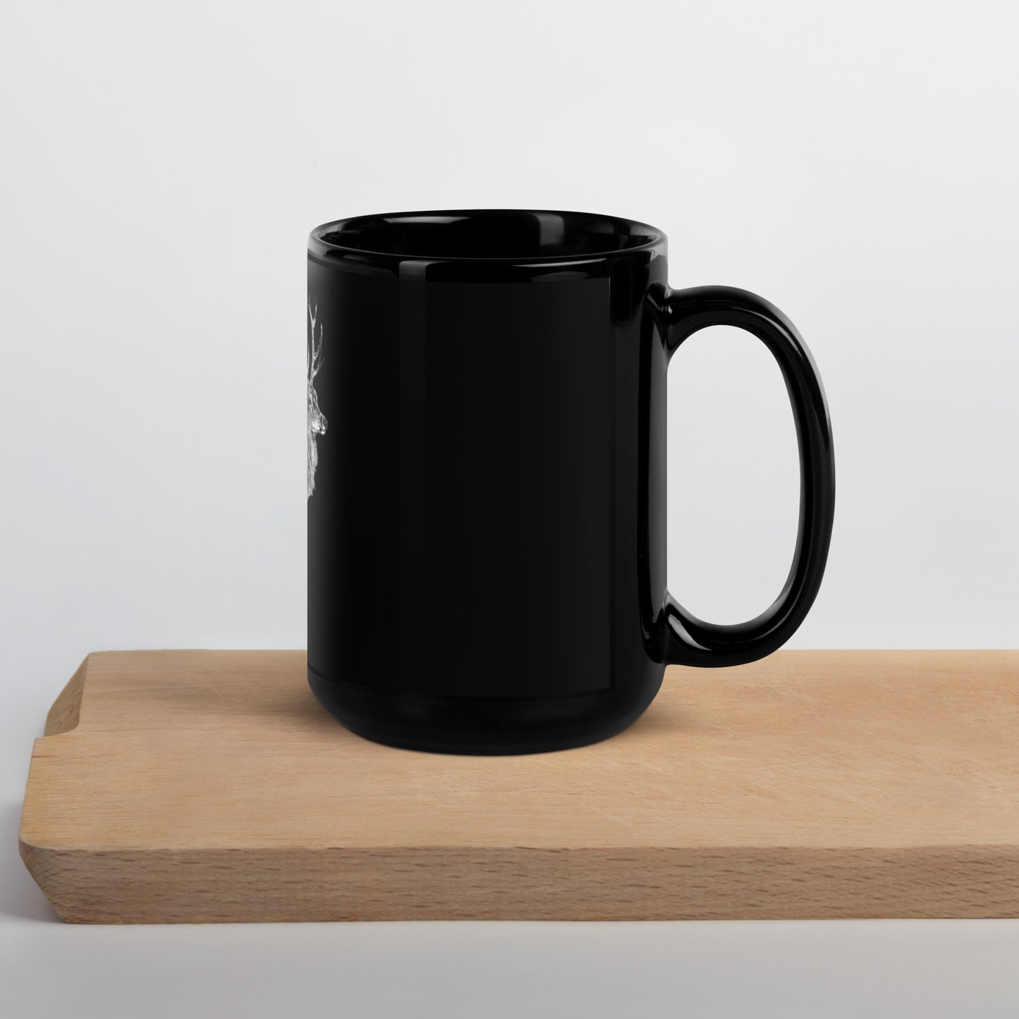 Buck Deer (black&white) Black Glossy Mug
