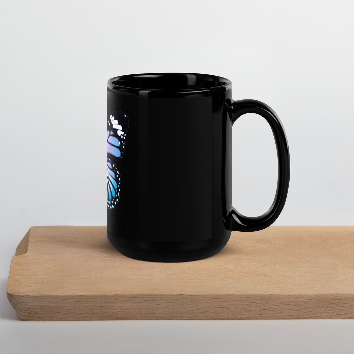 Butterfly (purple&blue) Black Glossy Mug
