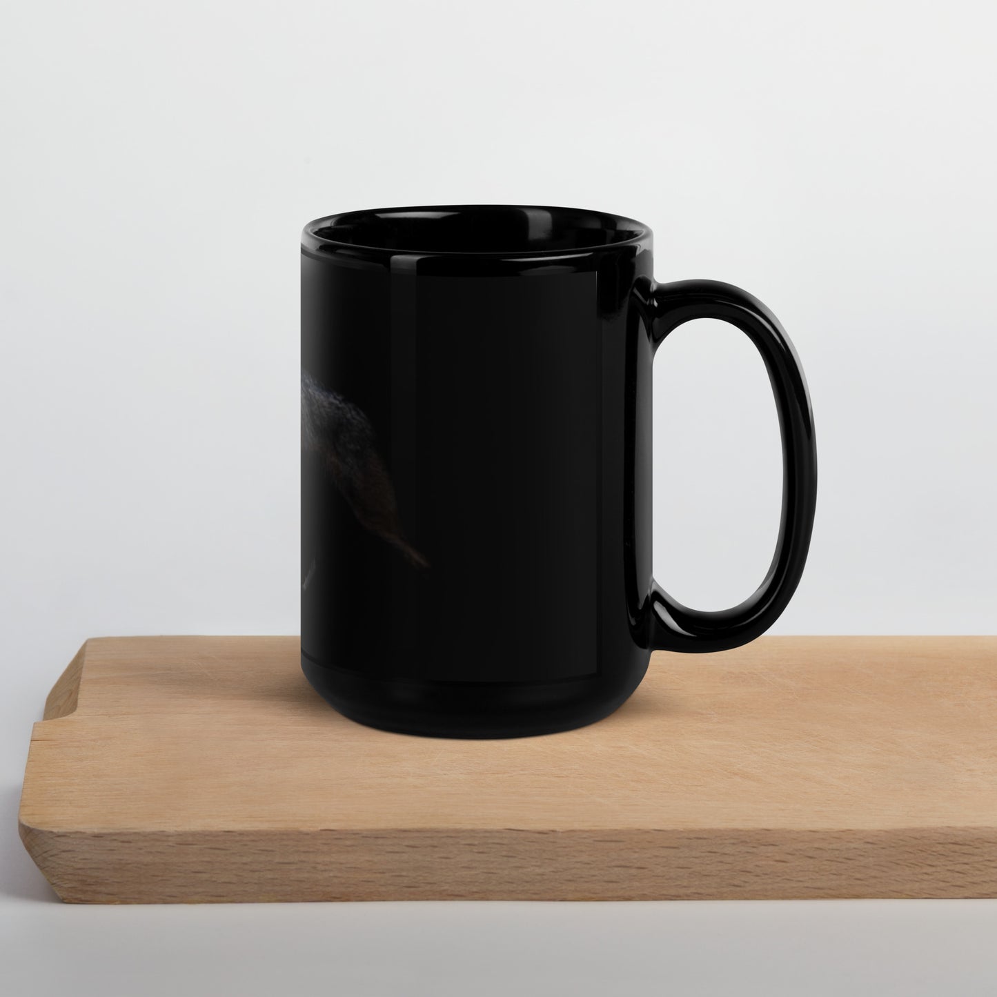 Walking Wolf Black Glossy Mug