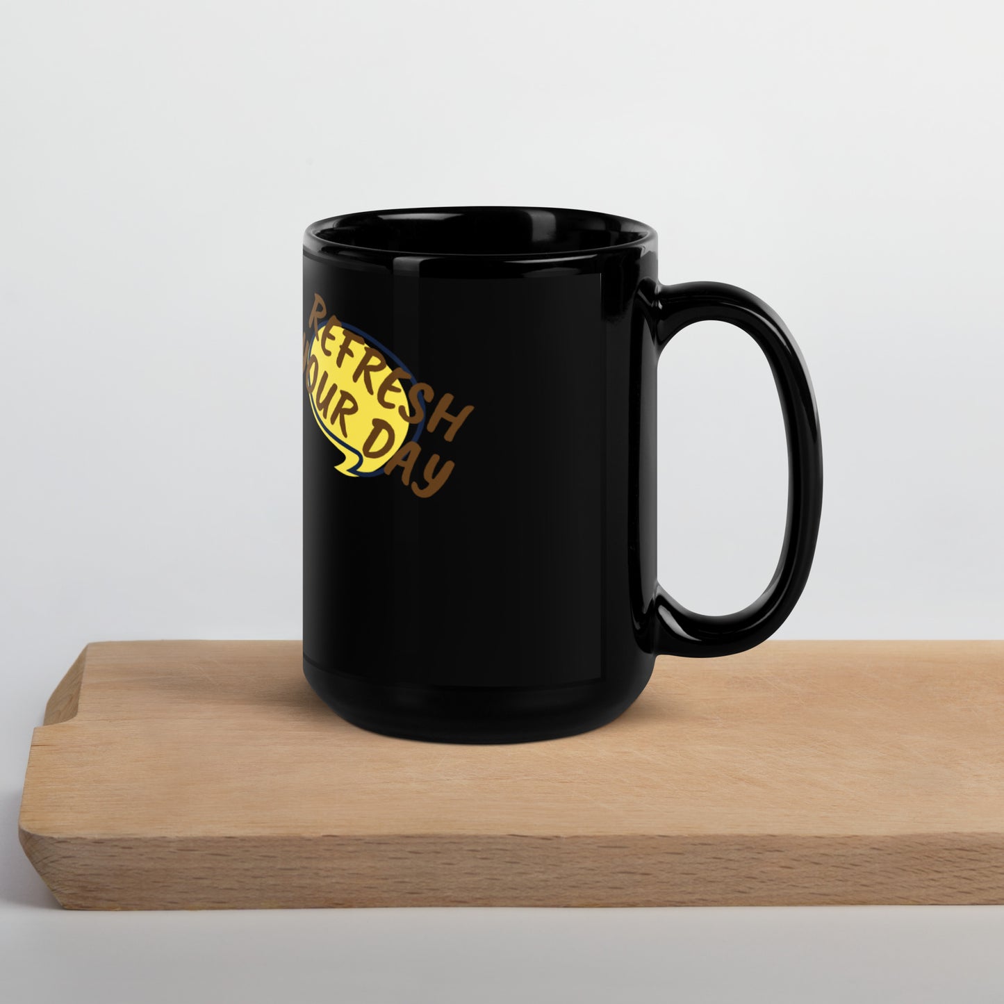 Drink Me / Refresh Your Day Black Glossy Mug