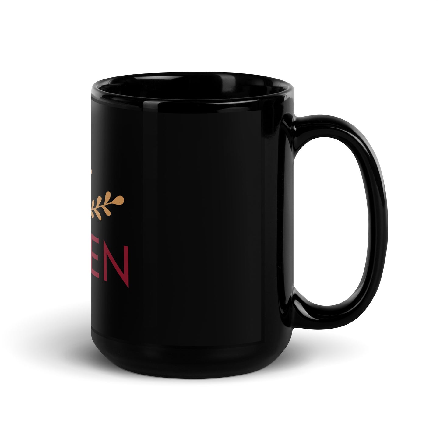The Queen Black Glossy Mug