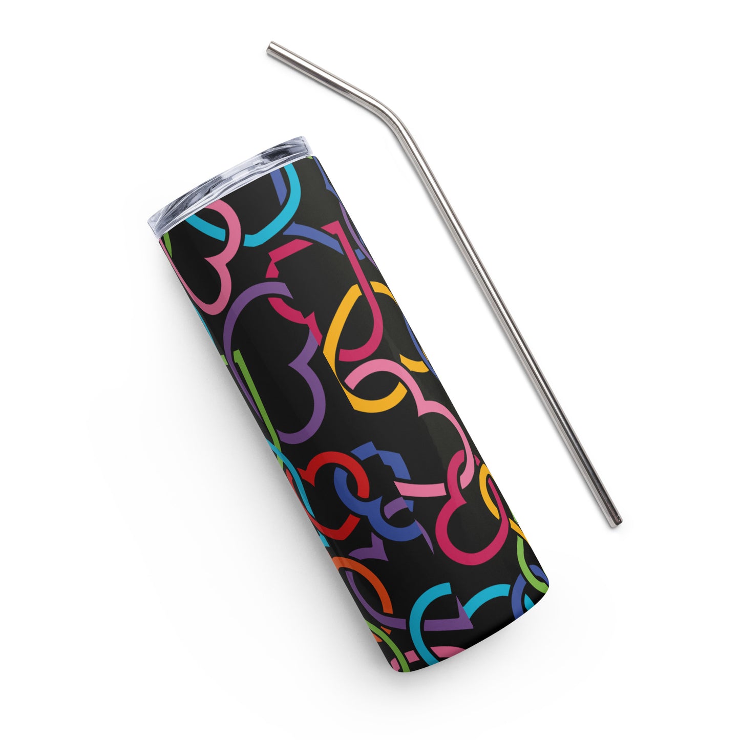 Interlocked Multi-Color Hearts Stainless steel tumbler
