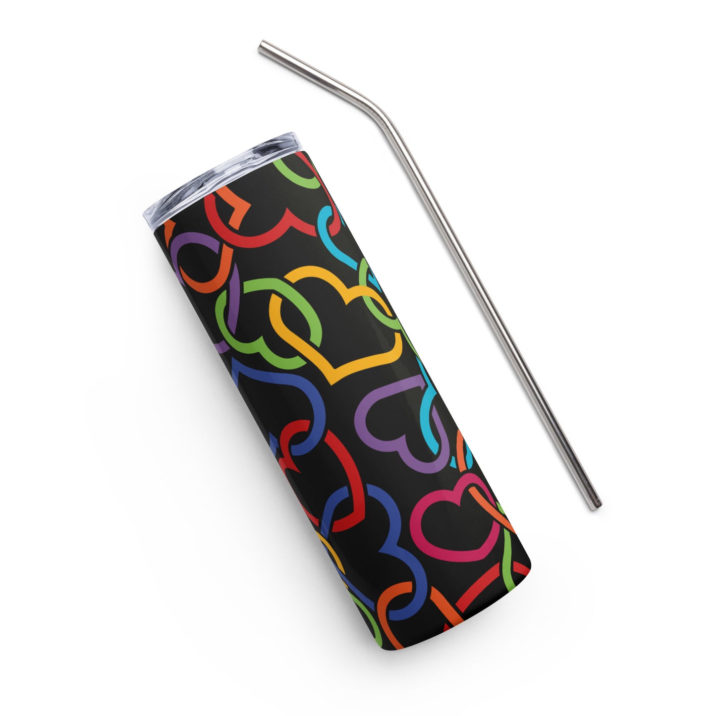 Interlocked Multi-Color Hearts Stainless steel tumbler