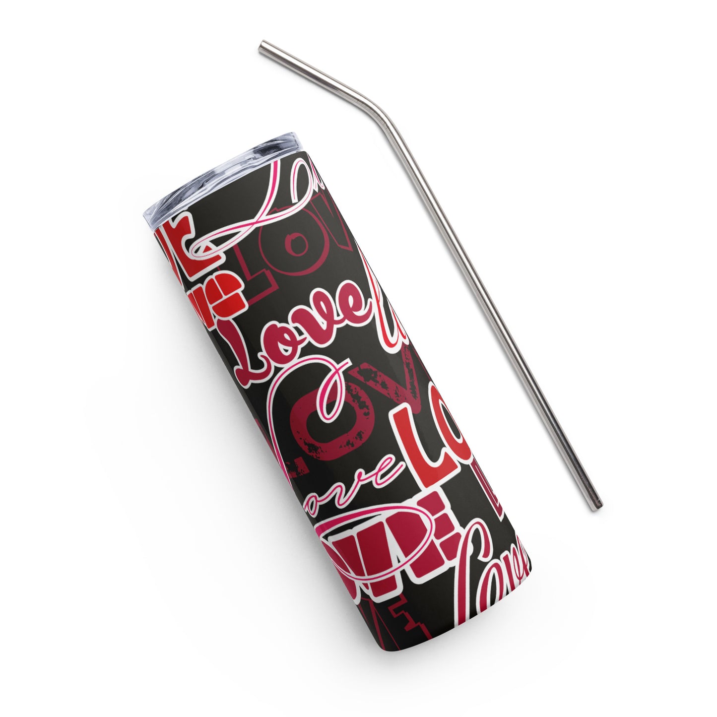 Love (black background) Stainless steel tumbler
