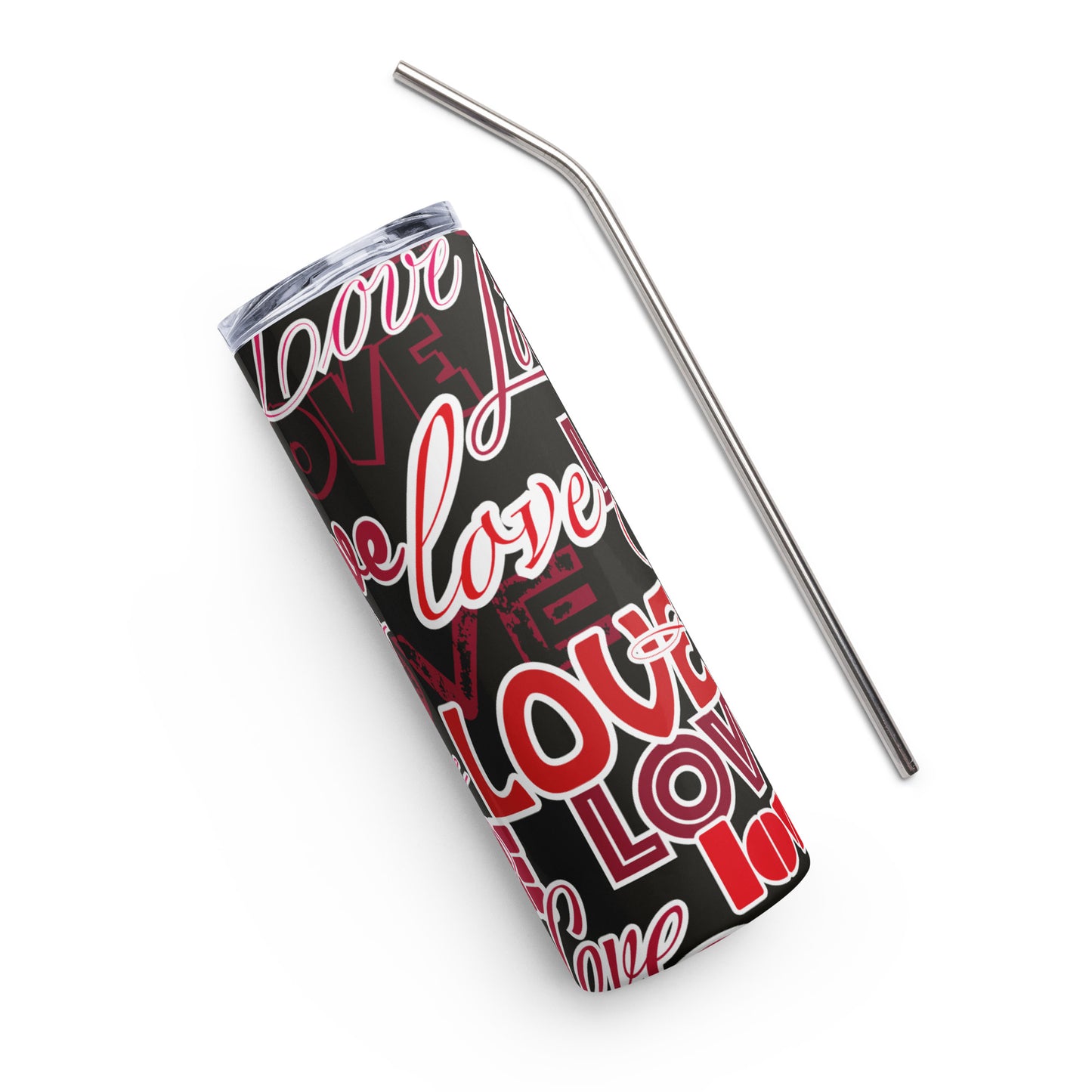 Love (black background) Stainless steel tumbler