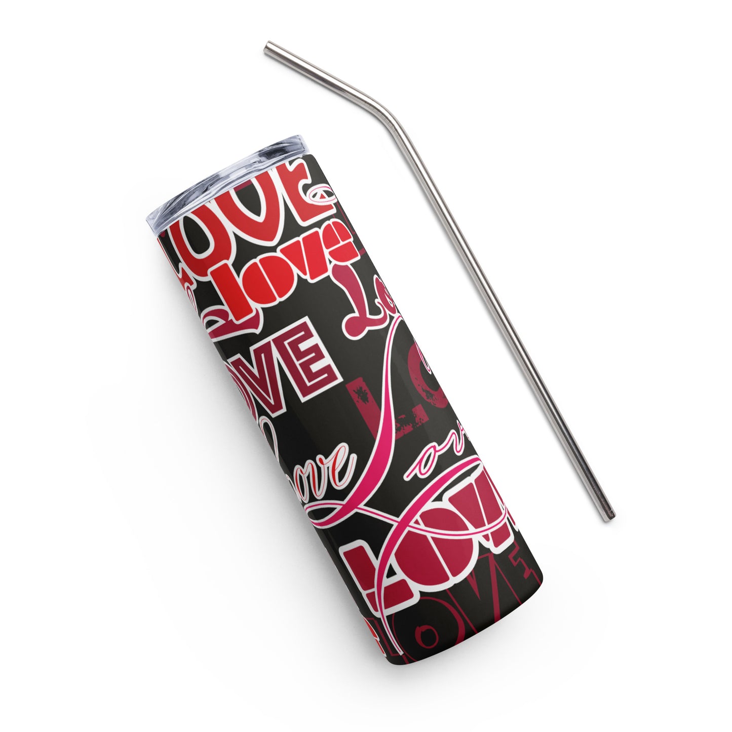 Love (black background) Stainless steel tumbler