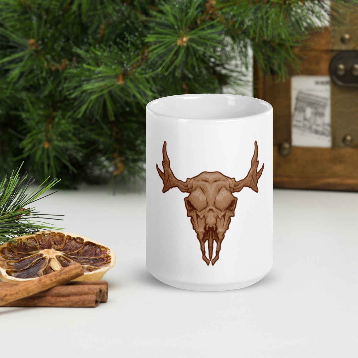 Deer Skull White glossy mug