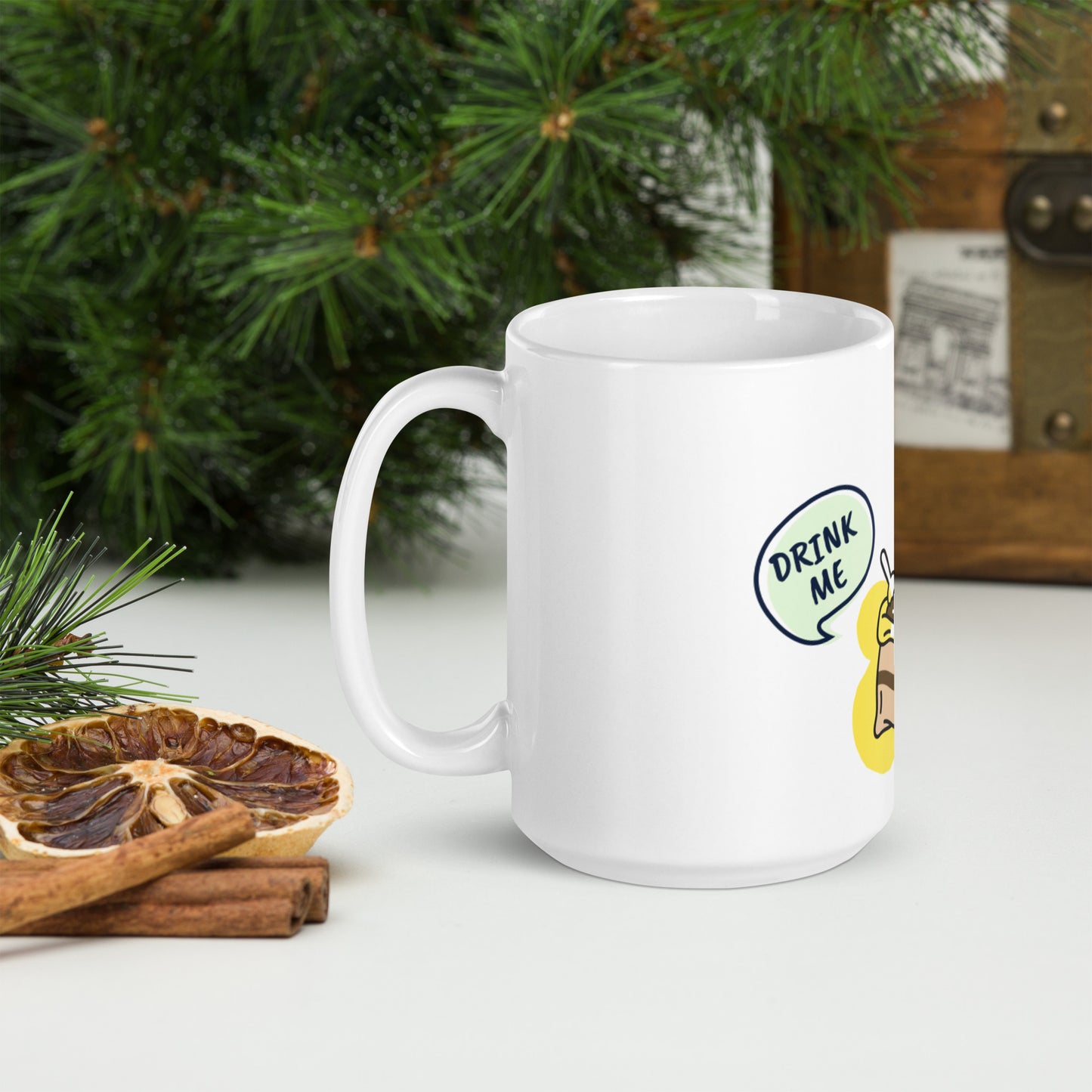 Drink Me / Refresh Your Day White glossy mug