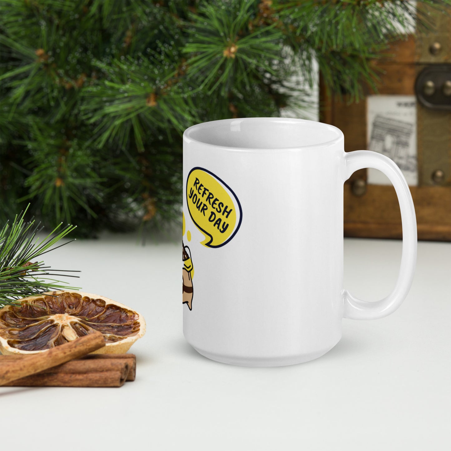 Drink Me / Refresh Your Day White glossy mug