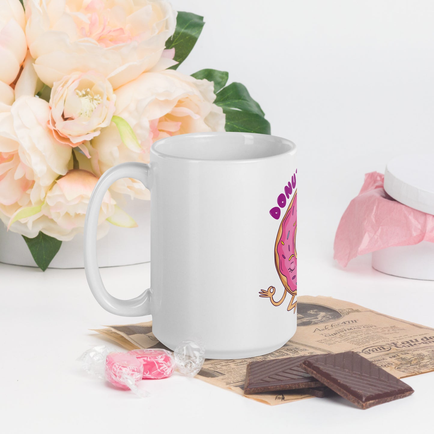 Donut Stress White glossy mug