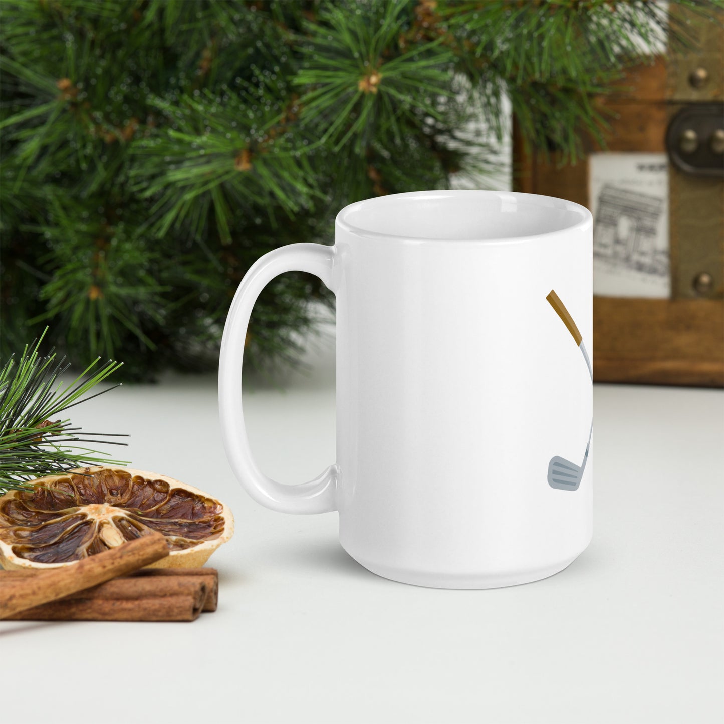 Crossed Golf Clubs White glossy mug