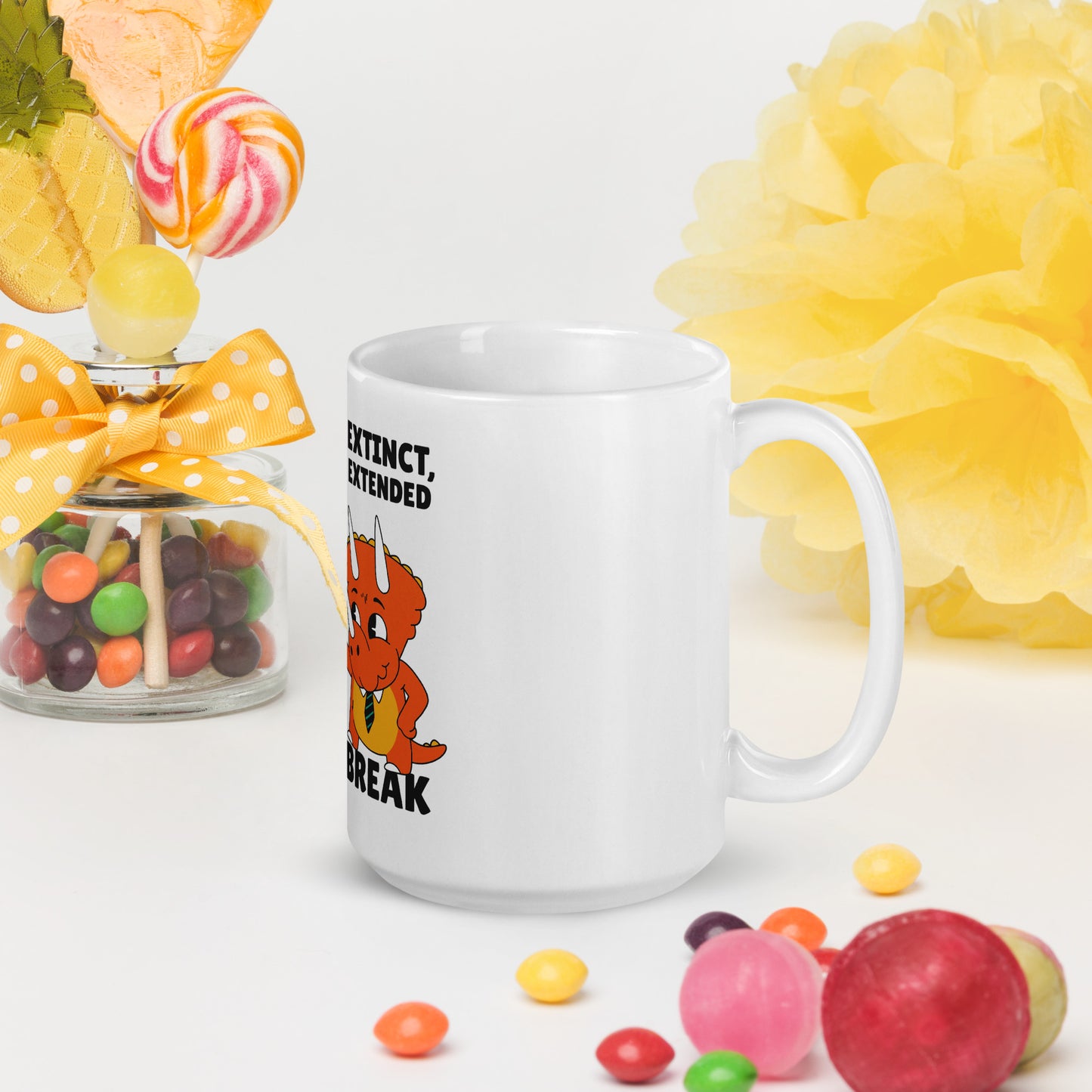We're Not Extinct We're On An Entended Coffee-Break White glossy mug