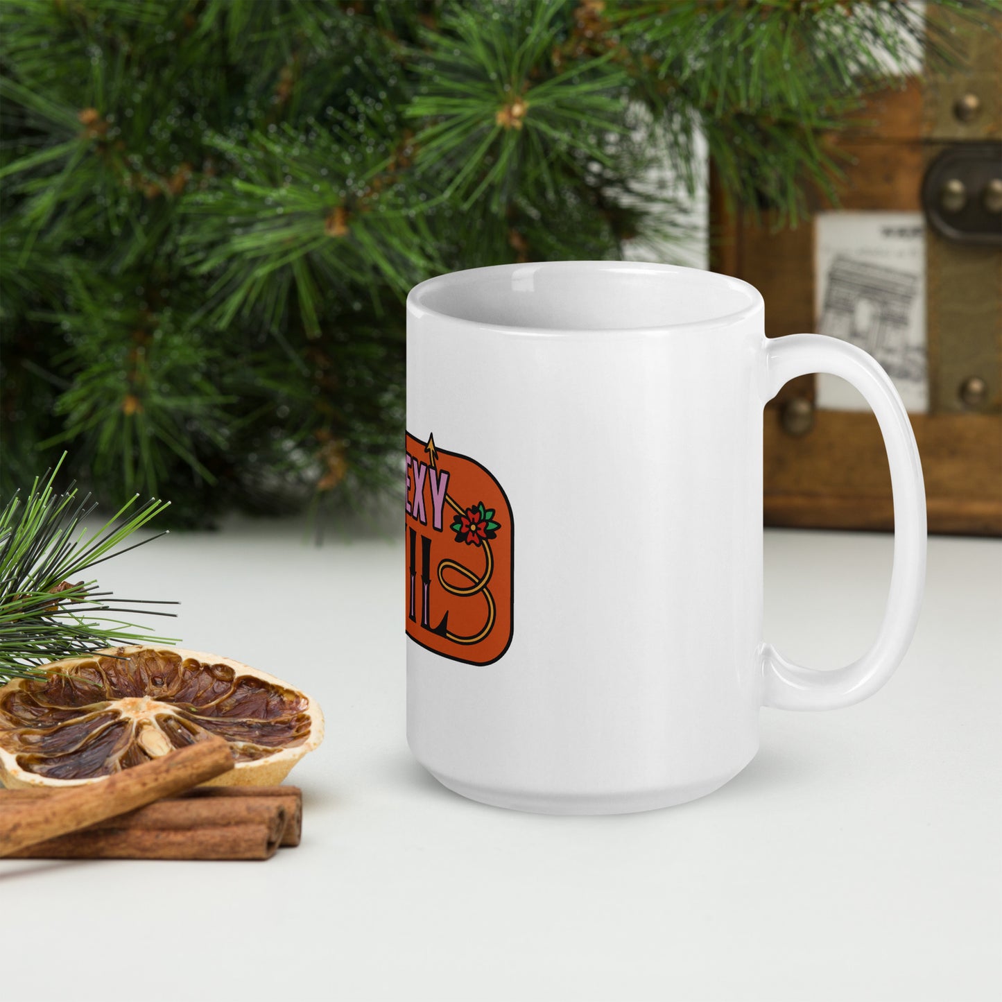 One Sexy Devil White glossy mug