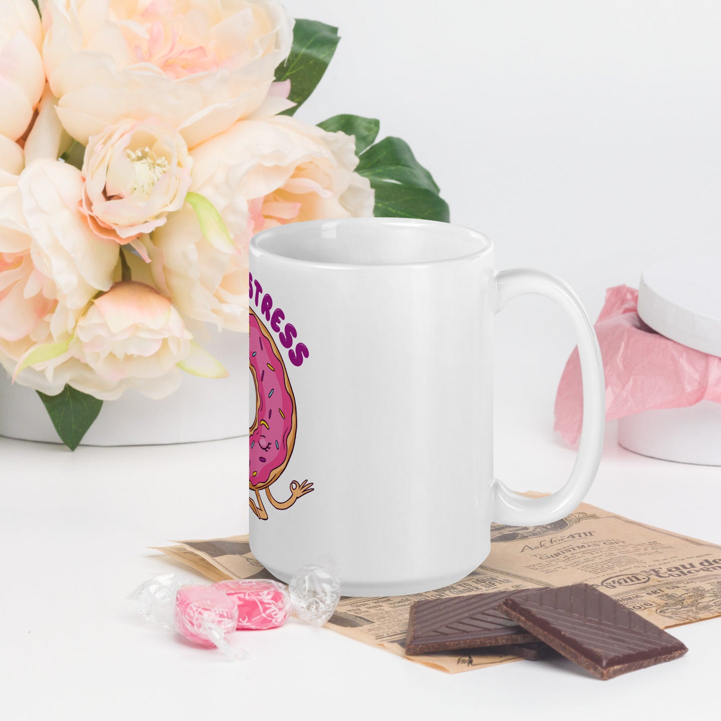 Donut Stress White glossy mug