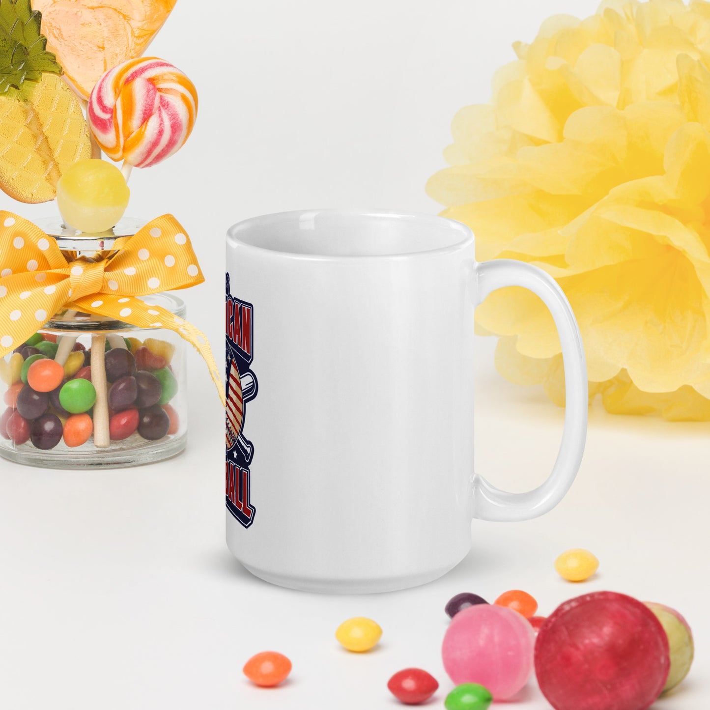 As Amercican As Baseball White glossy mug