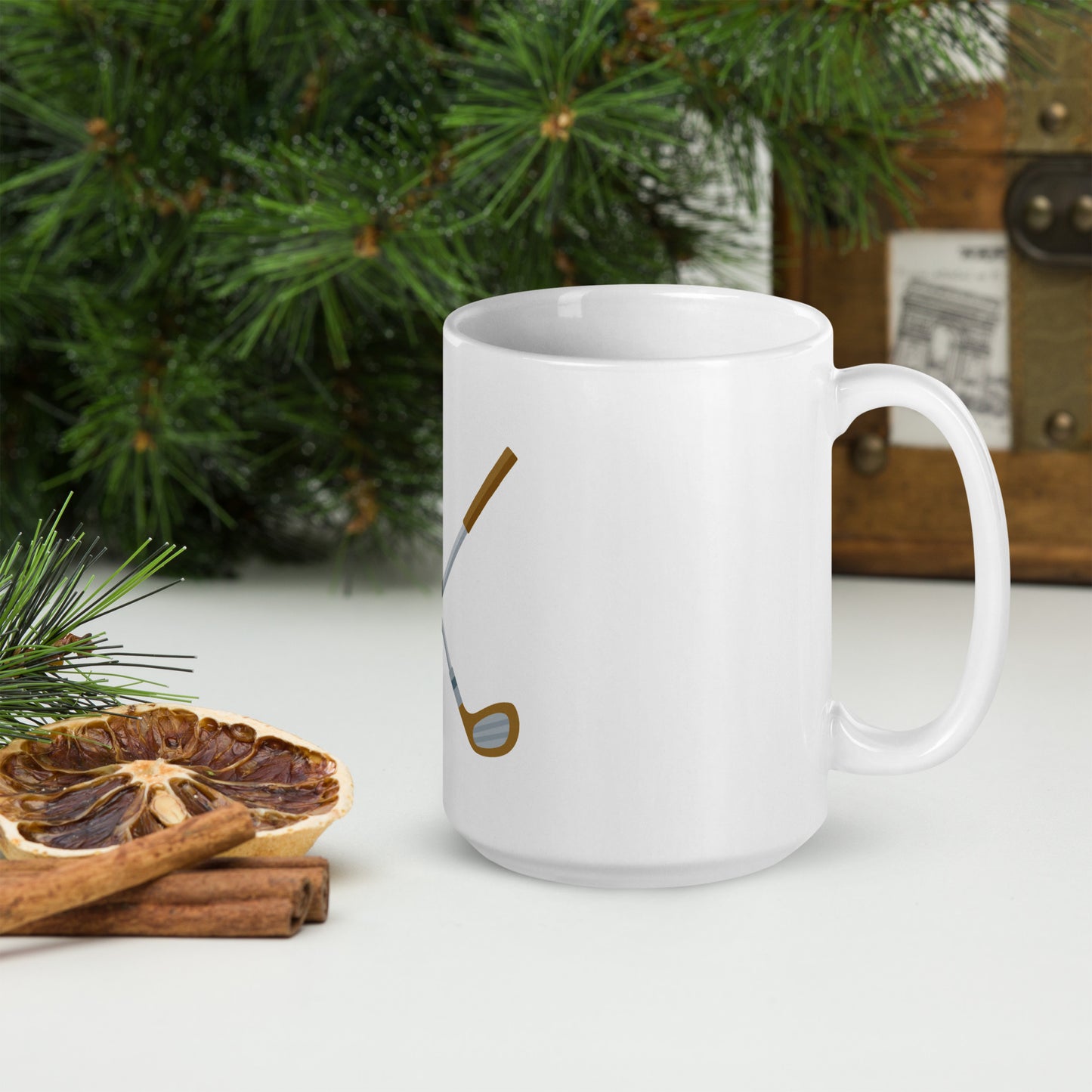 Crossed Golf Clubs White glossy mug