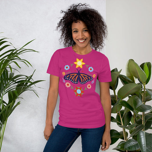 Butterfly and Flowers Unisex t-shirt