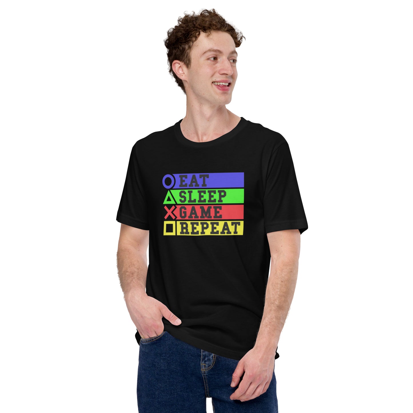 Eat Sleep Game Repeat Unisex t-shirt