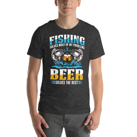 Fishing + Beer = No Problems  Unisex t-shirt