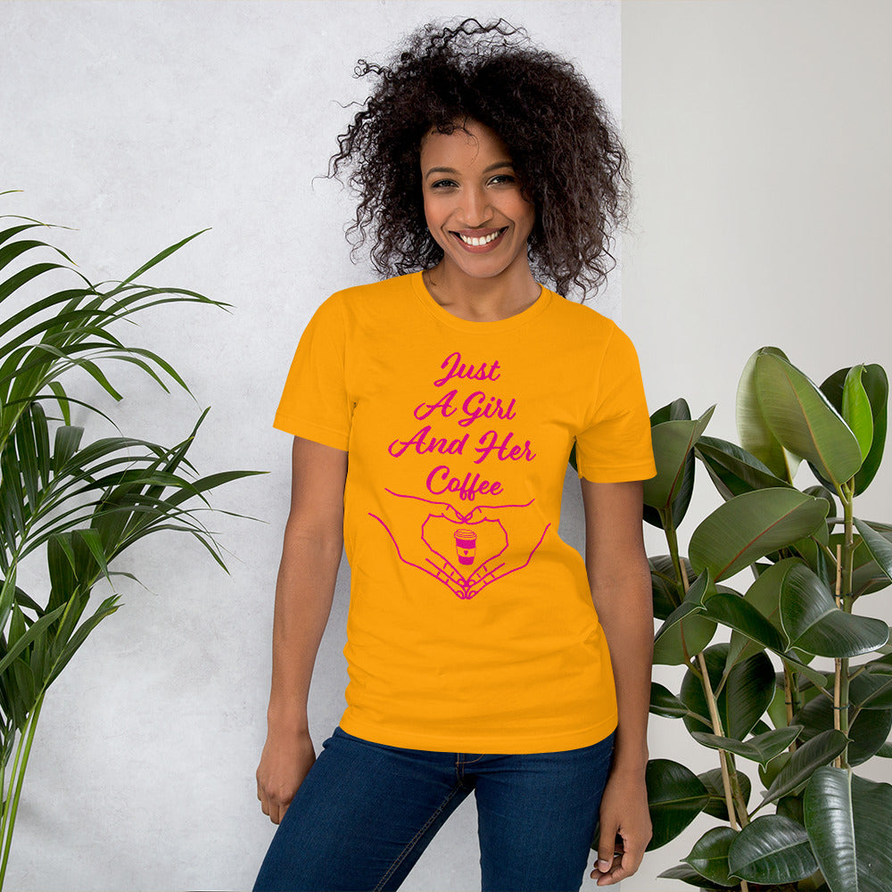 Just a Girl and Her Coffee Unisex t-shirt