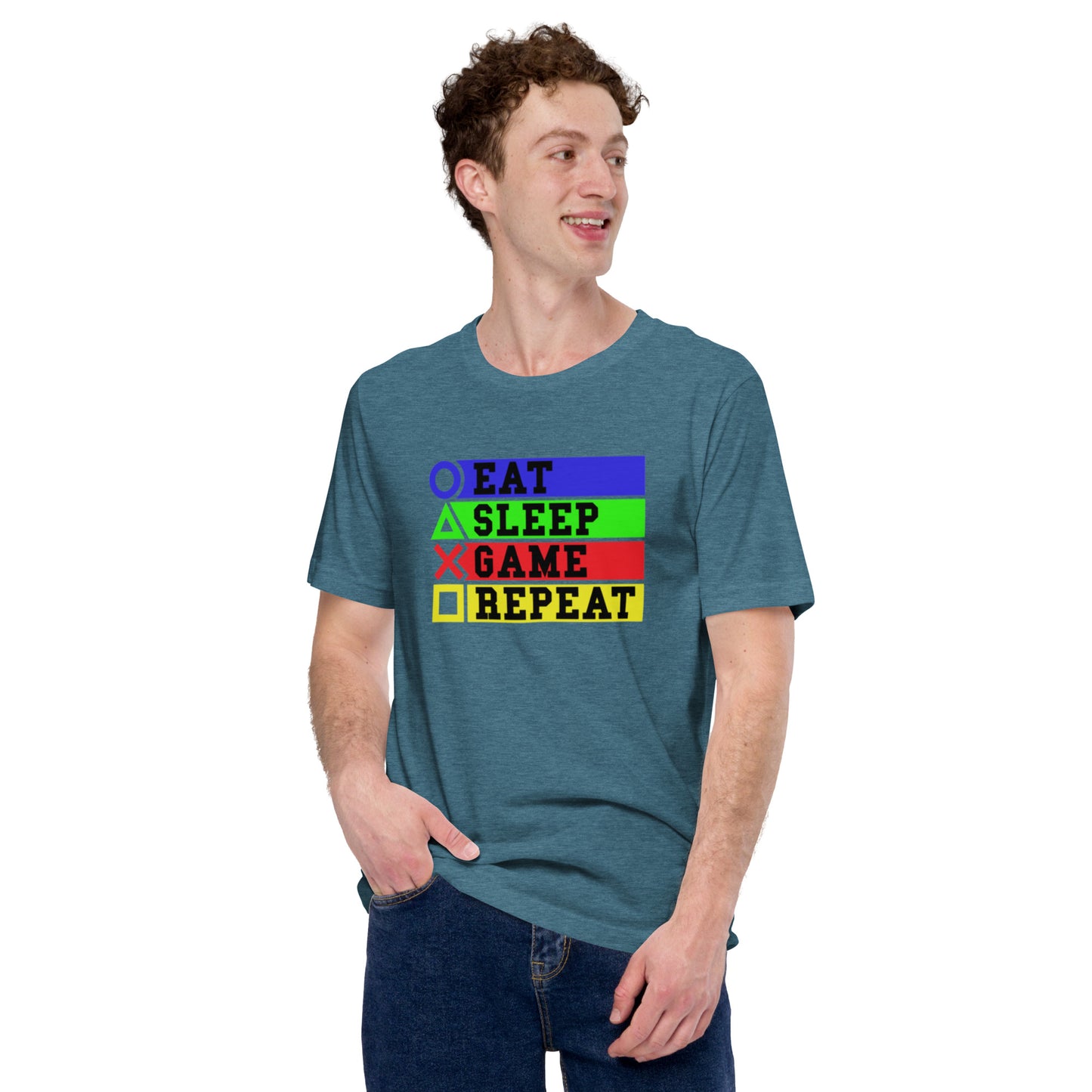 Eat Sleep Game Repeat Unisex t-shirt