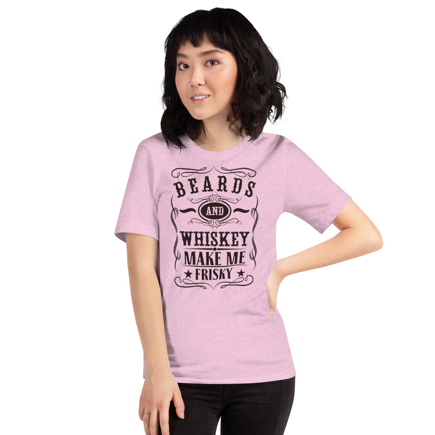 Beards and Whiskey Make Me Frisky Unisex t-shirt