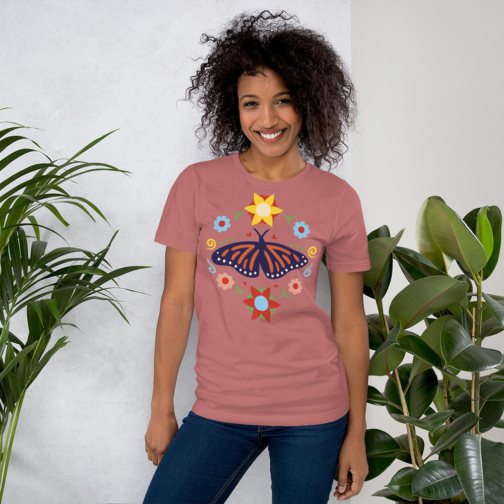 Butterfly and Flowers Unisex t-shirt