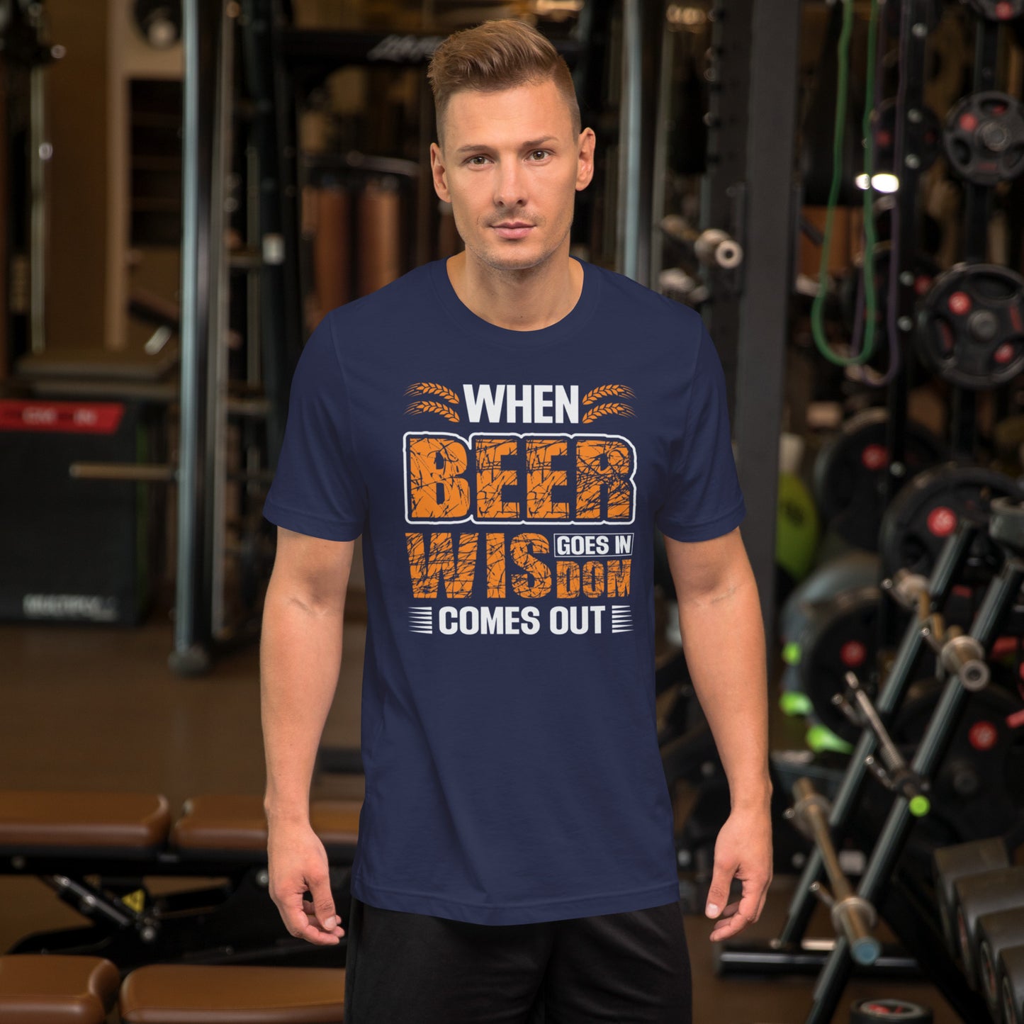 When Beer Goes In Wisdom Comes Out Unisex t-shirt