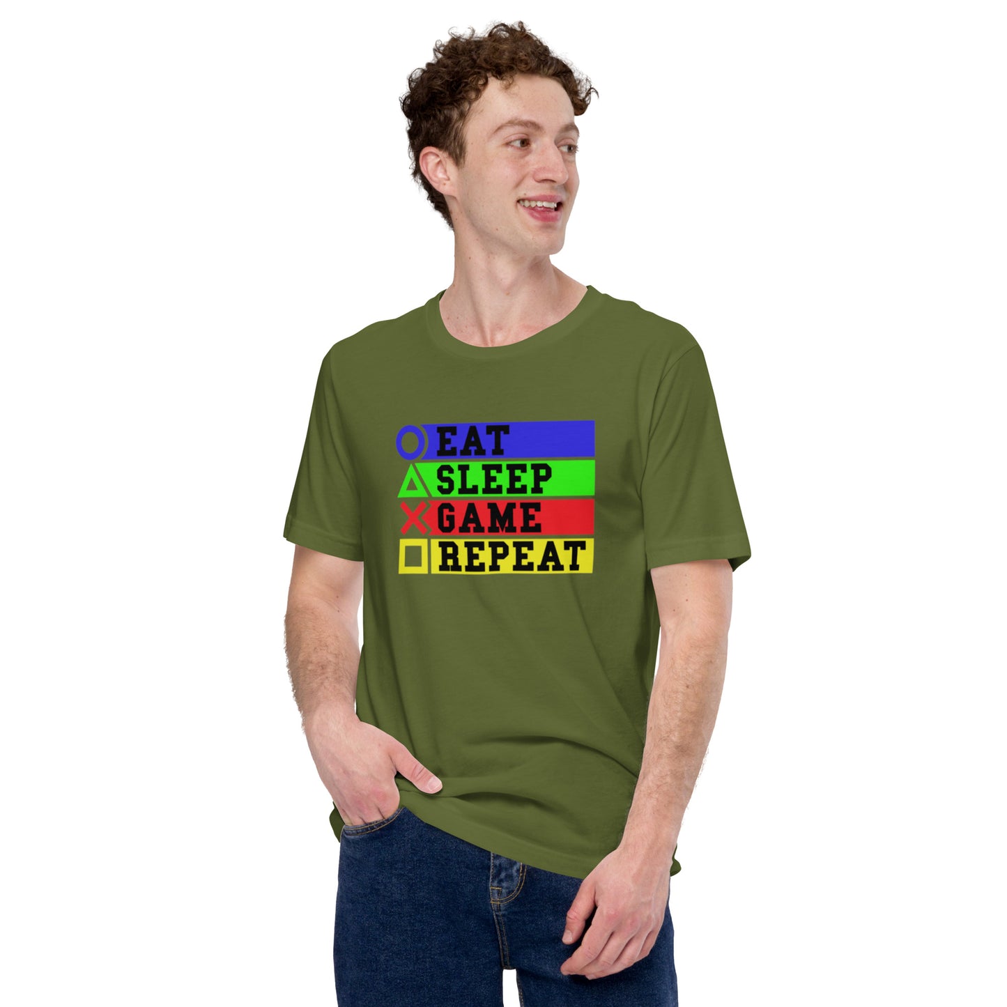 Eat Sleep Game Repeat Unisex t-shirt