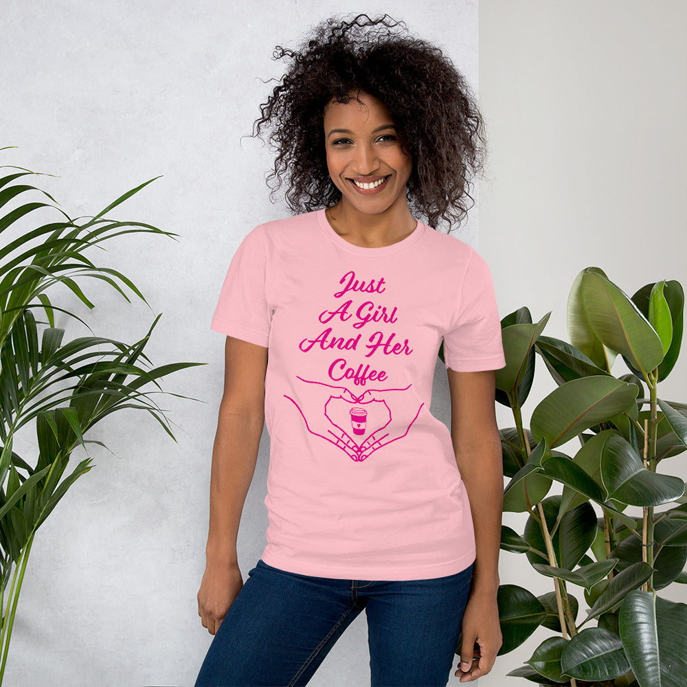 Just a Girl and Her Coffee Unisex t-shirt