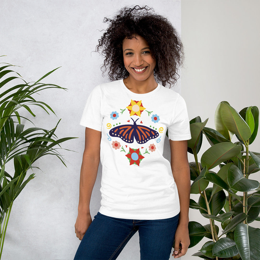 Butterfly and Flowers Unisex t-shirt