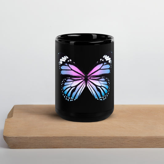 Butterfly (purple&blue) Black Glossy Mug