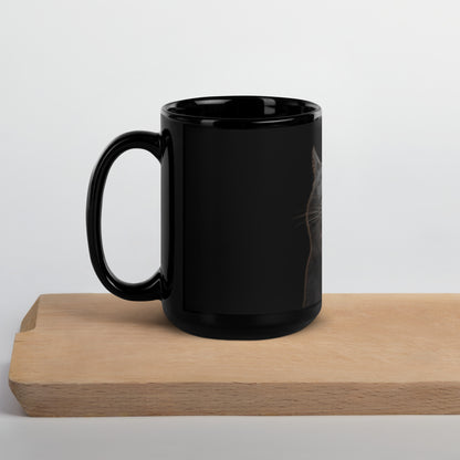 Black Cat Tongue Black Glossy Mug