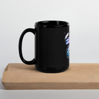 Butterfly (purple&blue) Black Glossy Mug