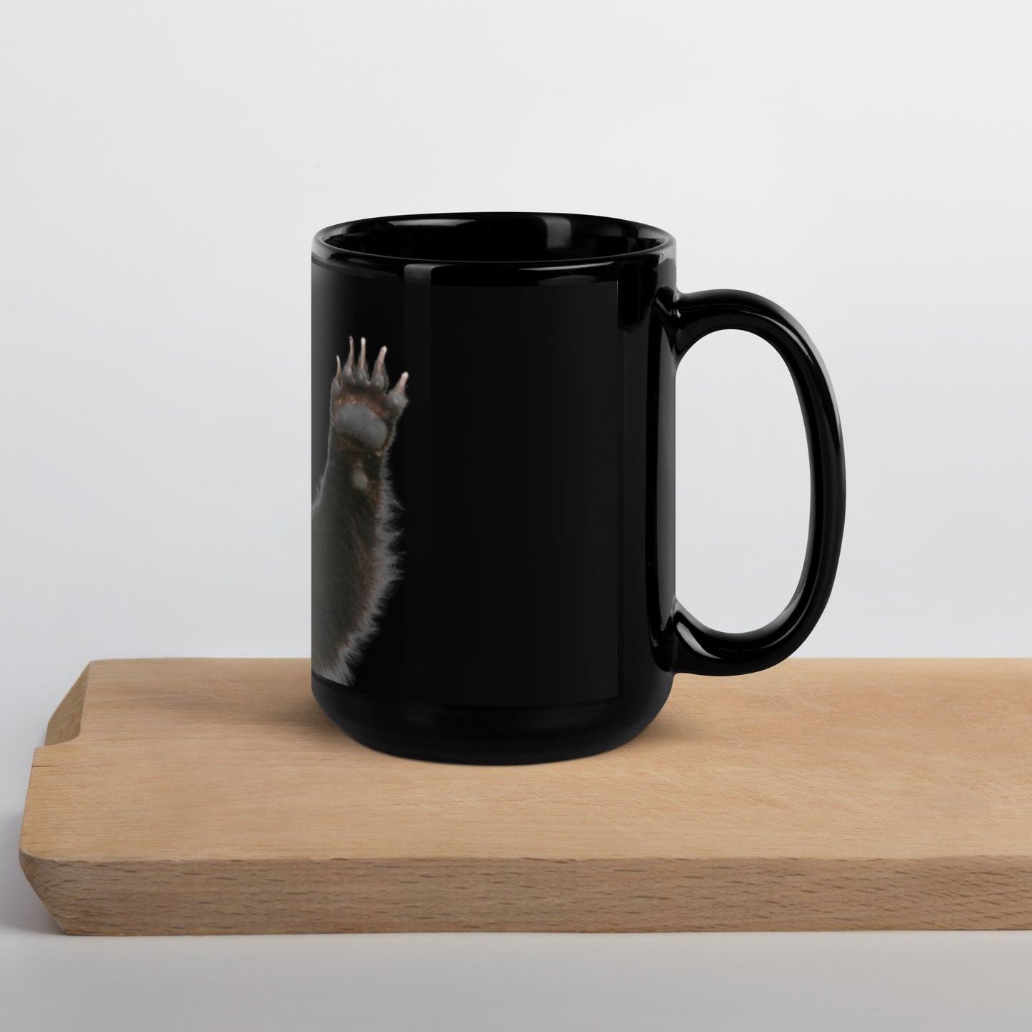 Waving Grizzly Black Glossy Mug