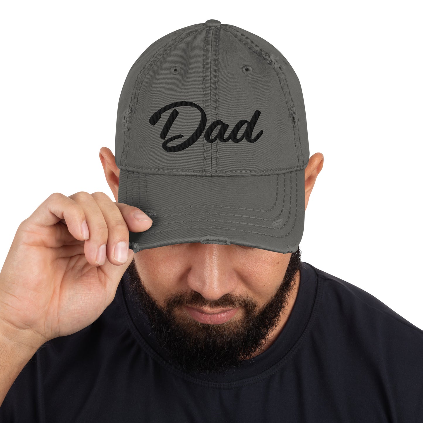 Dad Emboidered black lettering Distressed Hat