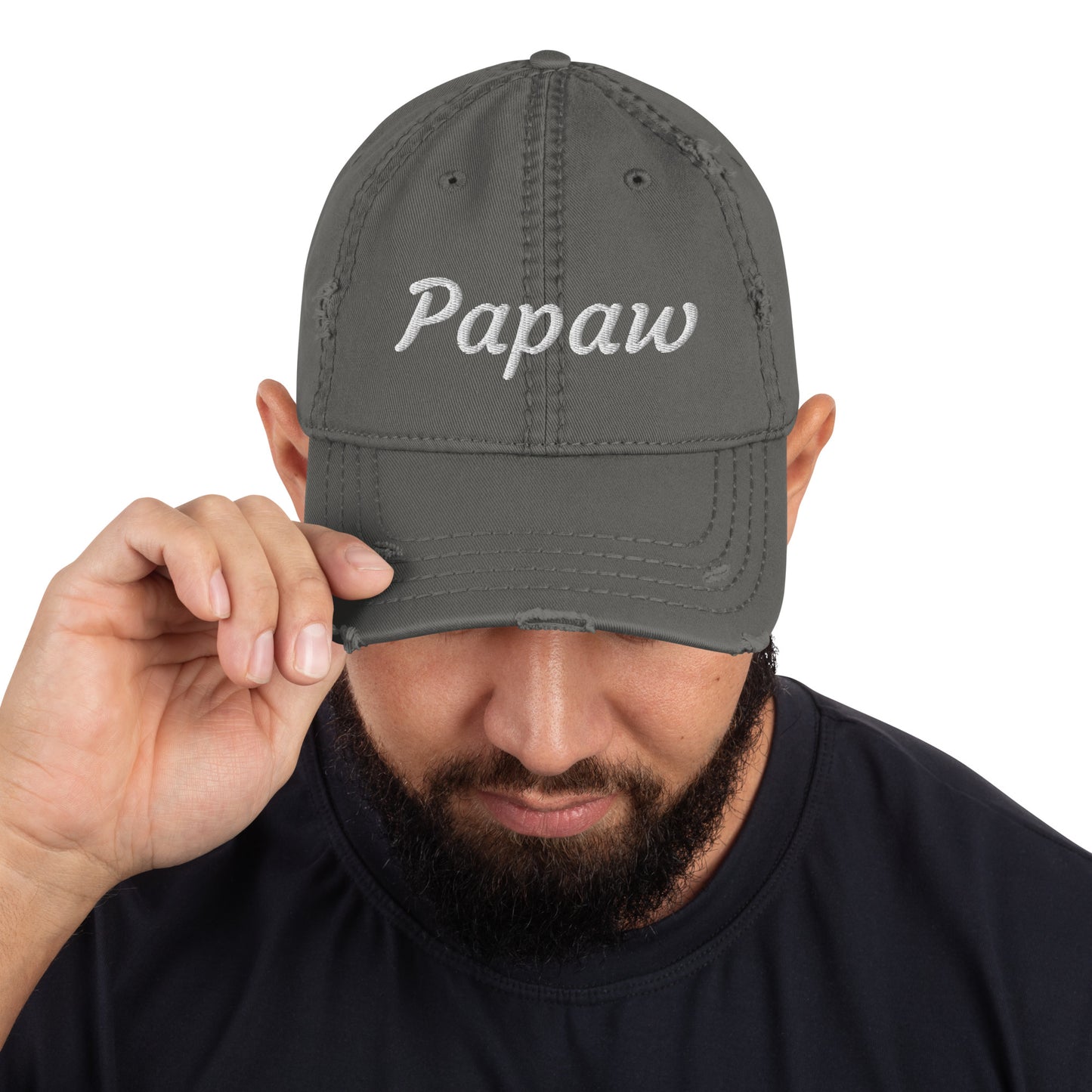 Papaw white lettering Distressed Dad Hat